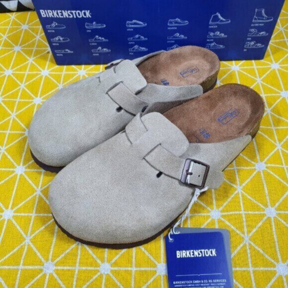 Brown Suede Women's Birkenstock Boston taupe suede mule clogs❤️❤️❤️ - Picture 1 of 5